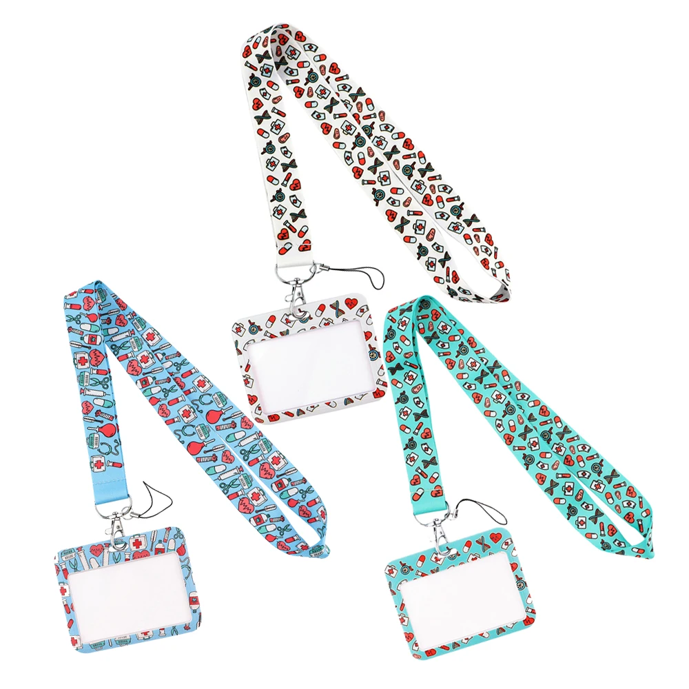 

Flyingbee X2412 Medical Supplies Pattern Lanyard Card Holder Doctor Hanging Neck Phone Lanyard Badge Subway Access Card Holder