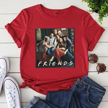 Camiseta con estampado de Pop Art Friends para mujer de SINGRAIN, camisetas de algodón Vintage a la moda, Camiseta básica estética informal de verano 2020