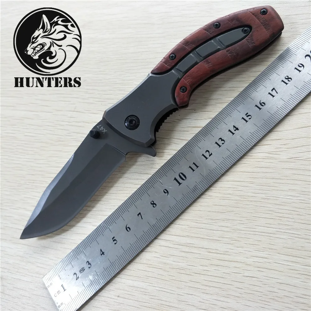 

Tactical 57HRC High Hardness 5CR15MOV Blade Steel + Mahogany Handle Folding Knife Combat Utility Multi EDC Tools