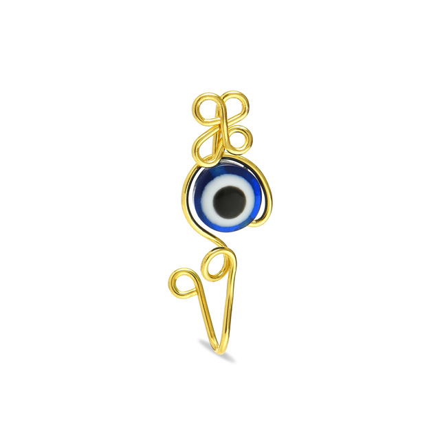 Fake Piercing Clip Nose Ring Cuff Body Jewelry for Women 2021 New Trend Red Blue Evil Eye Spiral Fake Nose Rings Ear Clip