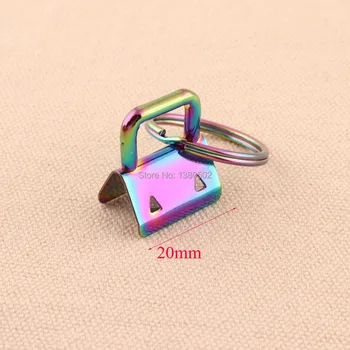 

30pcs 20mm 3/4" Key Fob Hardware rainbow color with key ring For webbing ribbon diy handmade accessories