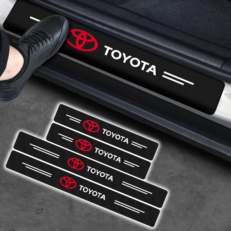 

4pcs Car Carbon Fiber Stickers for Toyotas Corolla Yaris Rav4 Avensis Auris Camry C-hr 86 Prius Car Door Sill Protector Decals
