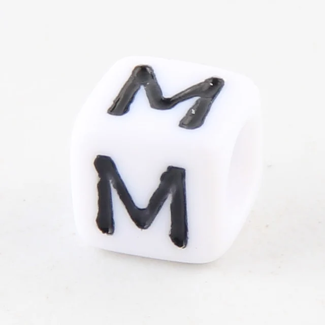 Cuentas Cúbicas De Acrílico Blanco Y Negro - 6mm, Agujero 3.5mm, Pack De 100 Piezas