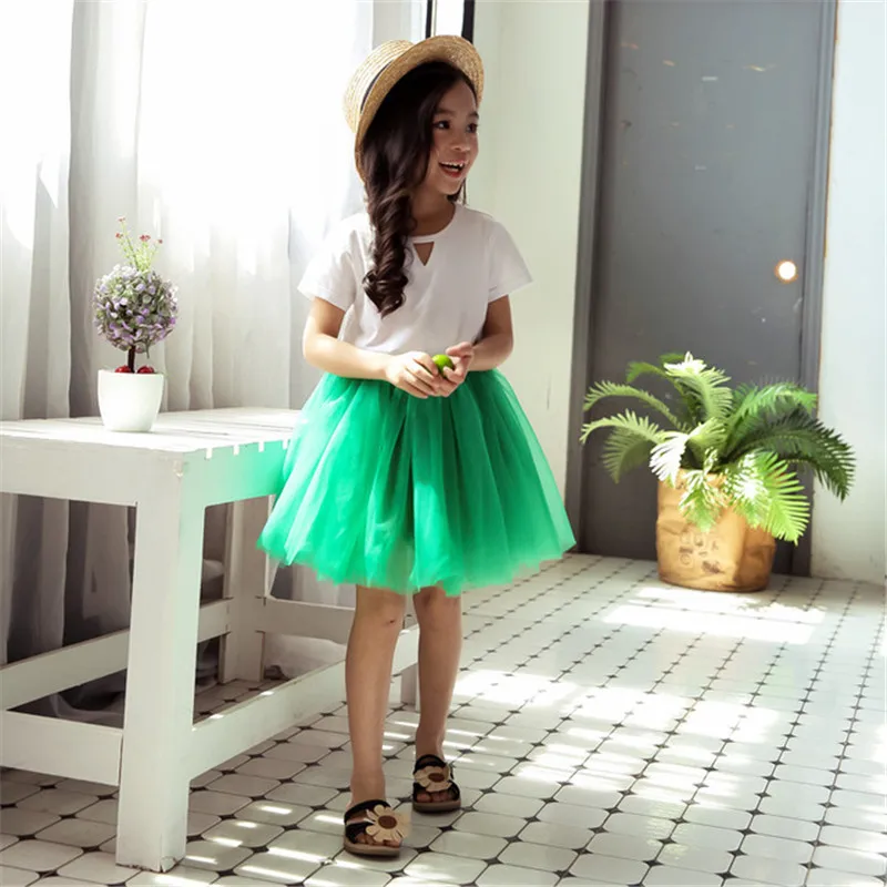 Г. Летняя Милая пышная мягкая фатиновая юбка-пачка для маленьких девочек, юбка-американка юбки для девочек от 1 до 12 лет, детские юбки для мамы и дочки - Цвет: Green