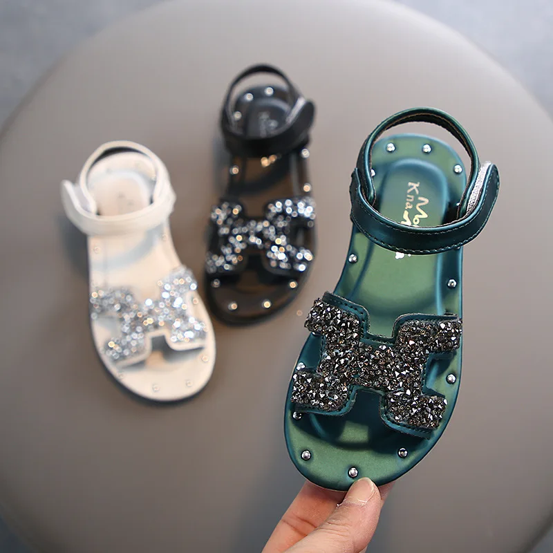 

Girl's Sandals 2020 Summer New Fashion Crystal Open Toe Princess Shoes Children's Non-Slip Beach Shoes Fashion Sandals