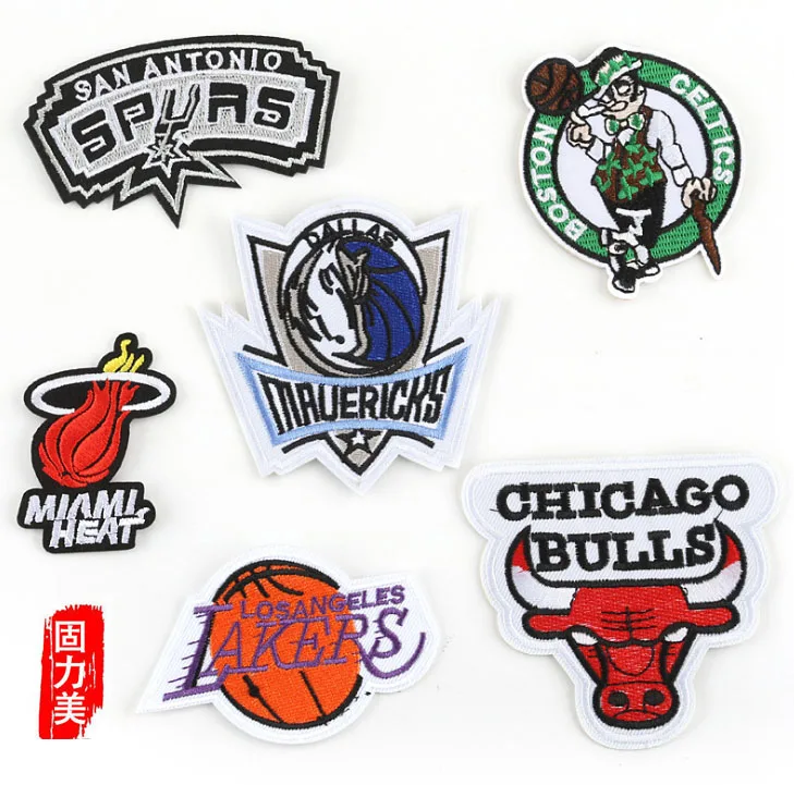 6 шт. логотип баскетбольной команды Chicago bulls Lakes глажка на патч - Цвет: 1set 6pc