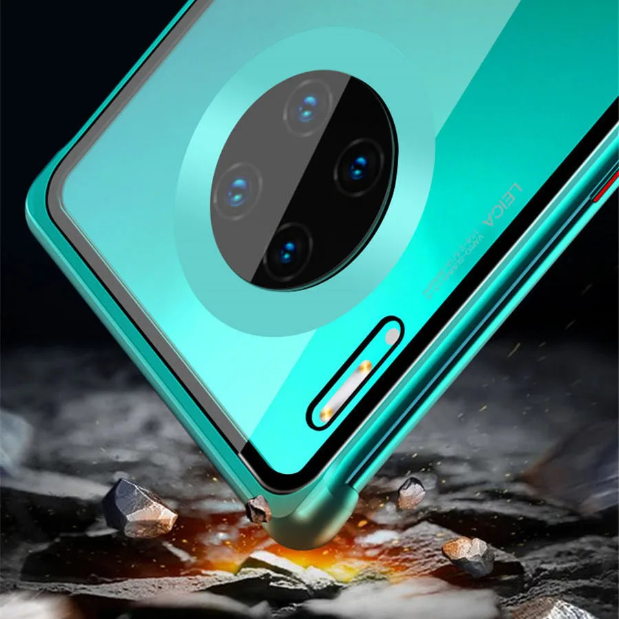 Для huawei mate 30 20 Pro чехол Роскошный металлический бампер стекло прозрачная задняя крышка для huawei mate 20 30 Push-Pull Бескаркасный чехол