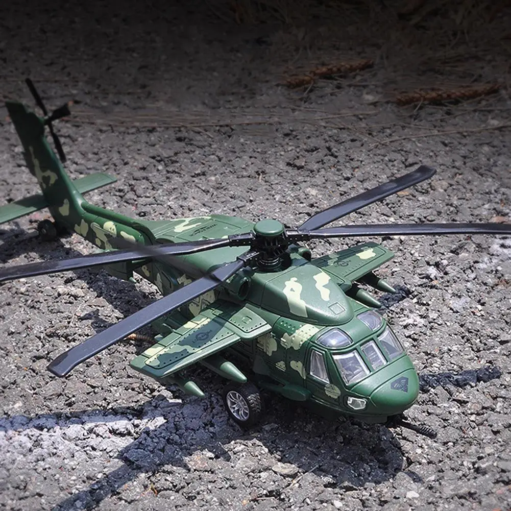 Модель литая вертолета из сплава 1/72 Игрушечная модель Black Hawk со звукосветильник