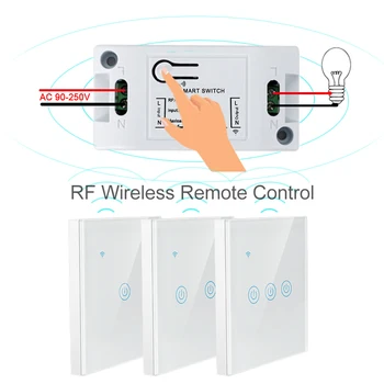 

Smart Wireless Touch Switch 433Mhz RF Light Switch Wireless Panel Switch Remote Control Transmitter Receiver Wall Panel Switch