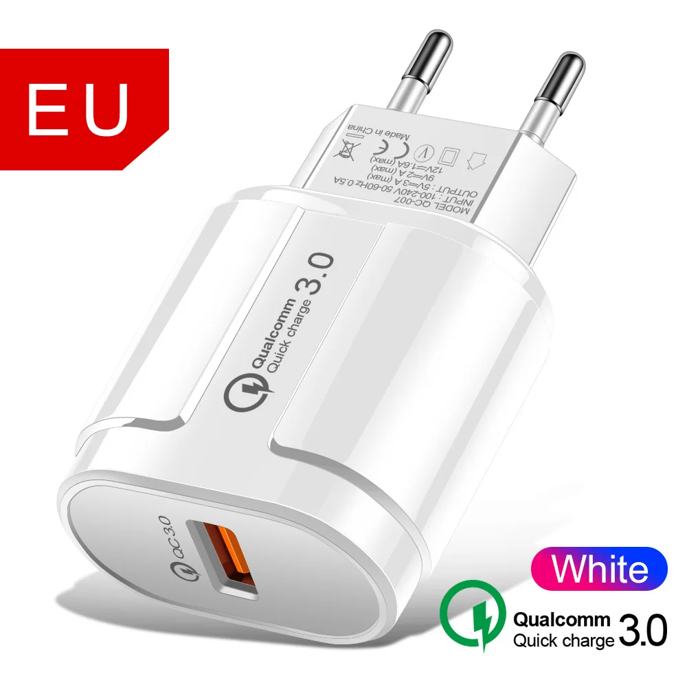 Quick Charge 3.0 USB Charger Fast Charging Portable Mobile Phone Charger For iPhone Samsung Xiaomi Huawei QC 3.0 Charger Adapter - Тип штекера: White EU Charger