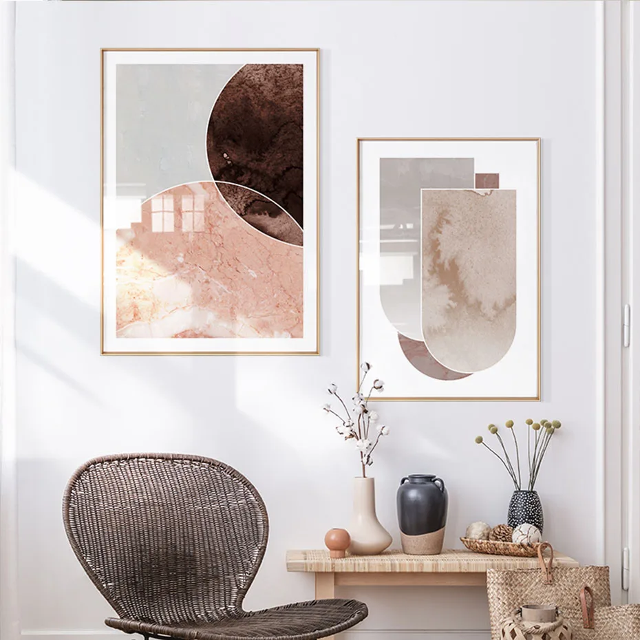 Modern Boho Art Bohemian Style Canvas Painting Abstract Marble Beige Posters Prints Wall Pictures for Living Room Home Decor | Дом и сад