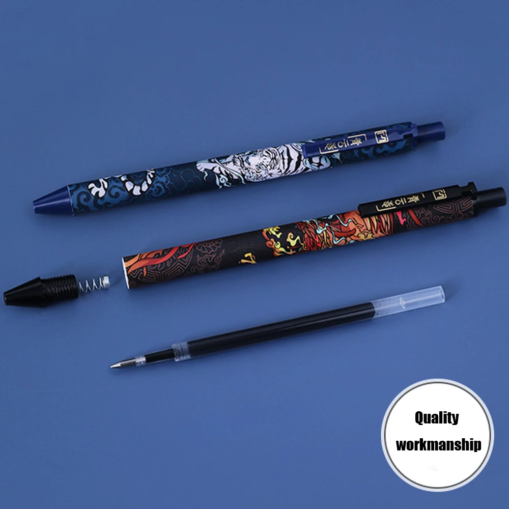 4Pcs Luxury Push Ballpoint Pen Classical Trend Style Rollerball Pen with 0.5mm Black Ink Refill Gel Pen School Office Supplies