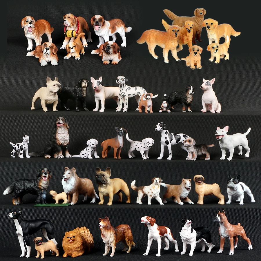 Chien en plastique de Simulation, Bull Terrier,Collie,Saint Bernard chien famille animaux modèle Figure jouets à collectionner chien pour les enfants