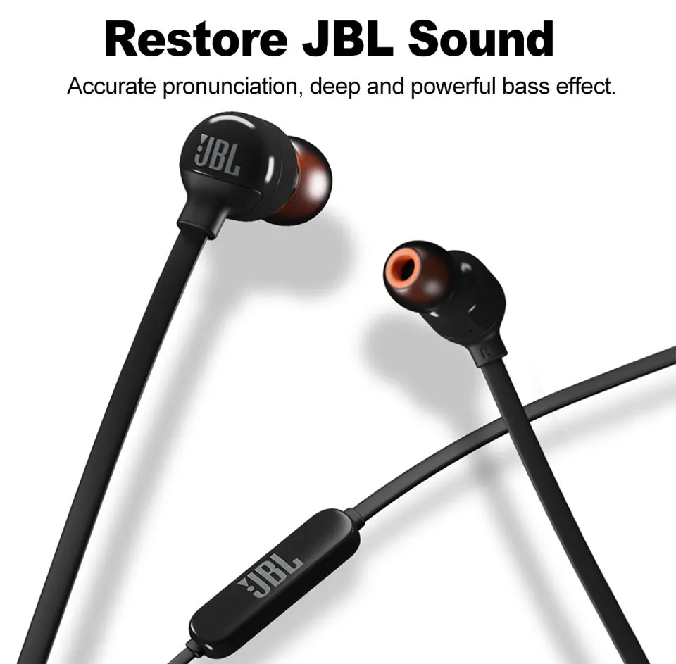 JBL T110BT Wireless Wired Bluetooth Earphone Deep Bass Sound Magnetic Sports Running Headphone Music Headset 3 Button Remote