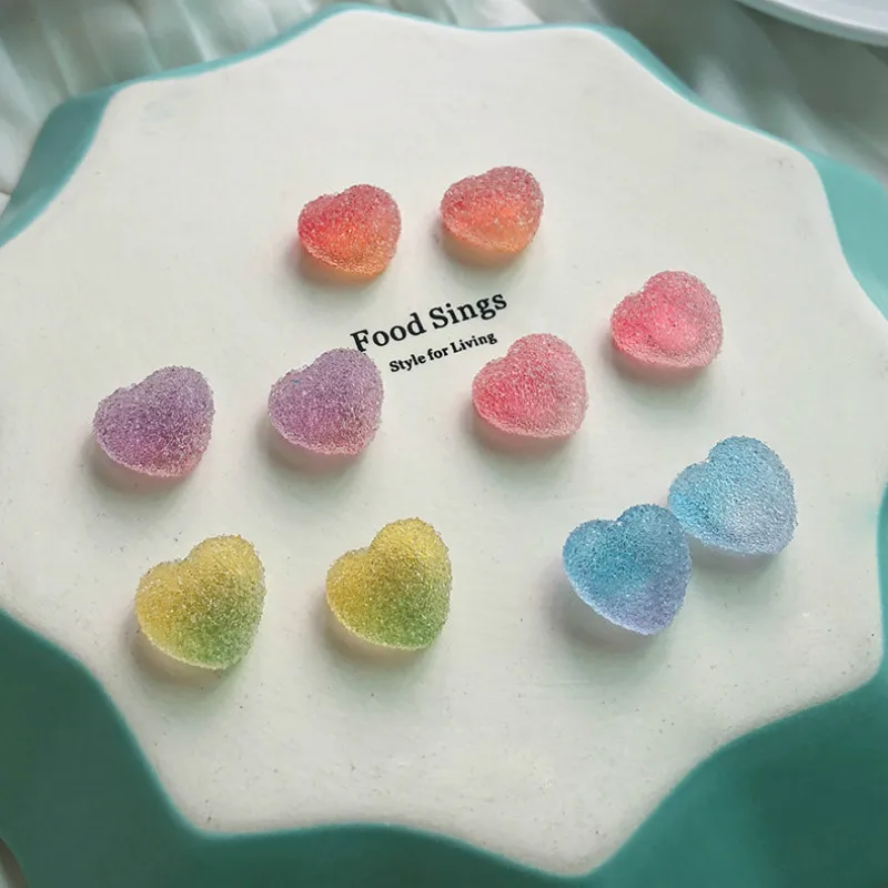

Colorful Gradient Love Heart Candy Stud Earrings for Women Sweet Girls Ear Jewelry Party Earrings Fashion Studs Jewellry Gifts