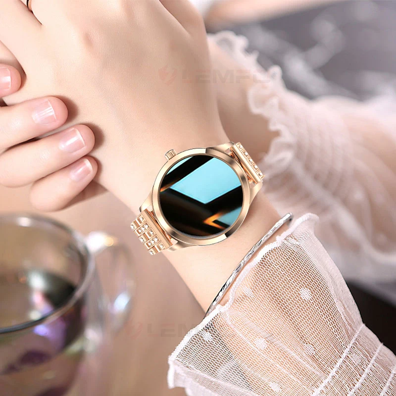Smart Watch Women LEMFO LW07 Diamond Strap DIY Watch Face Full Stainless Steel Smart Watch for Women IP68 Waterproof Watch Women