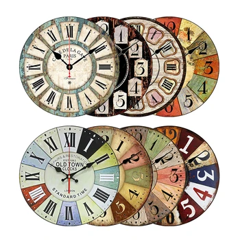 

New Wooden Retro Wall Hanging Clocks Modern Design Vintage Rustic Retro Clock Home Office Cafe Decoration Home Creative Decor