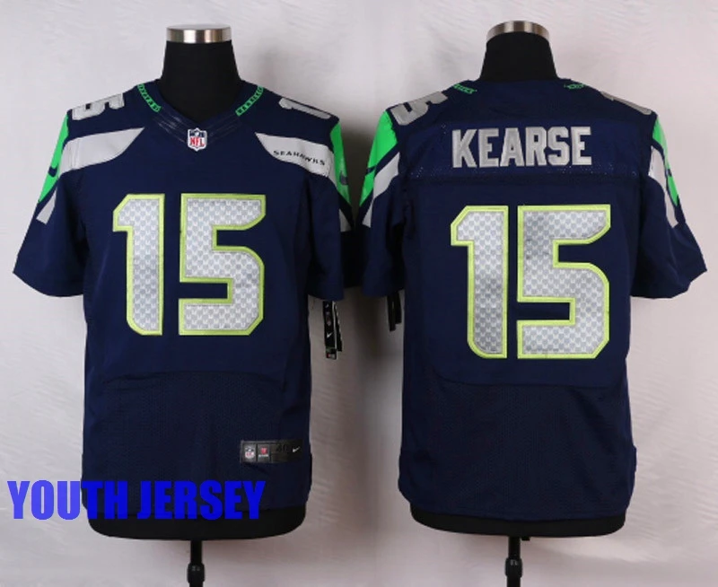 Серебристый Seattle s, Russell Wilson, Marshawn Lynch, Tyler Lockett, Jermaine Kearse, FAN 12.for youth, kids Jersey - Цвет: Серебристый