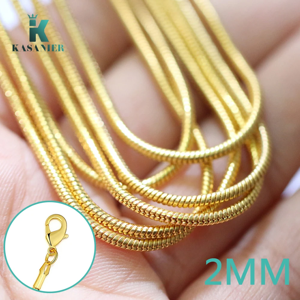 Wholesale 5pcs/lot 1mm/2mm Fashion Snake Gold Chain Necklaces 16&quot - 30&quot Jewelry Necklace + lobster clasps Punk | Украшения и