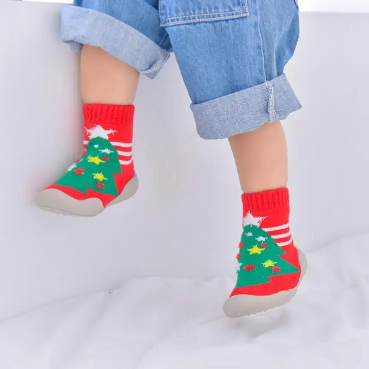 baby toddler shoes non-slip New Year Animal Christmas tree elk Santa Claus shoes sock floor shoes thicker Foot Socks T02 TX01