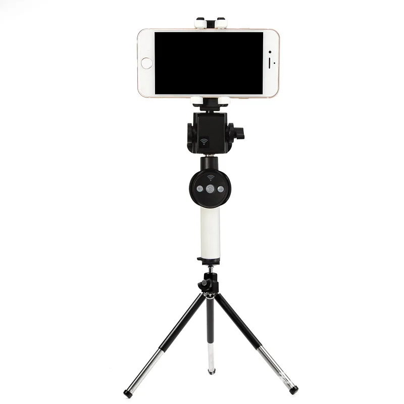 white Tripod Bluetooth селфи-палка, штатив, беспроводной селфи-палка, 360 градусов, Панорамное вращение, выдвижной монопод для iPhone 11, Xiaomi, huawei - Цвет: white Tripod