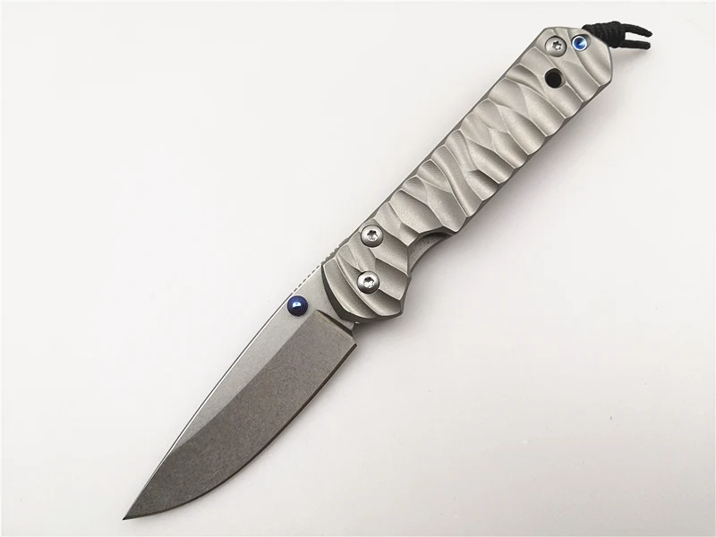 stonewashed blade Складной нож Samll CR Sebenza Дамаск/D2 лезвие титановая ручка EDC/открытый/Кемпинг/Рыбалка/кухня/карманный нож - Цвет: stonewashed blade