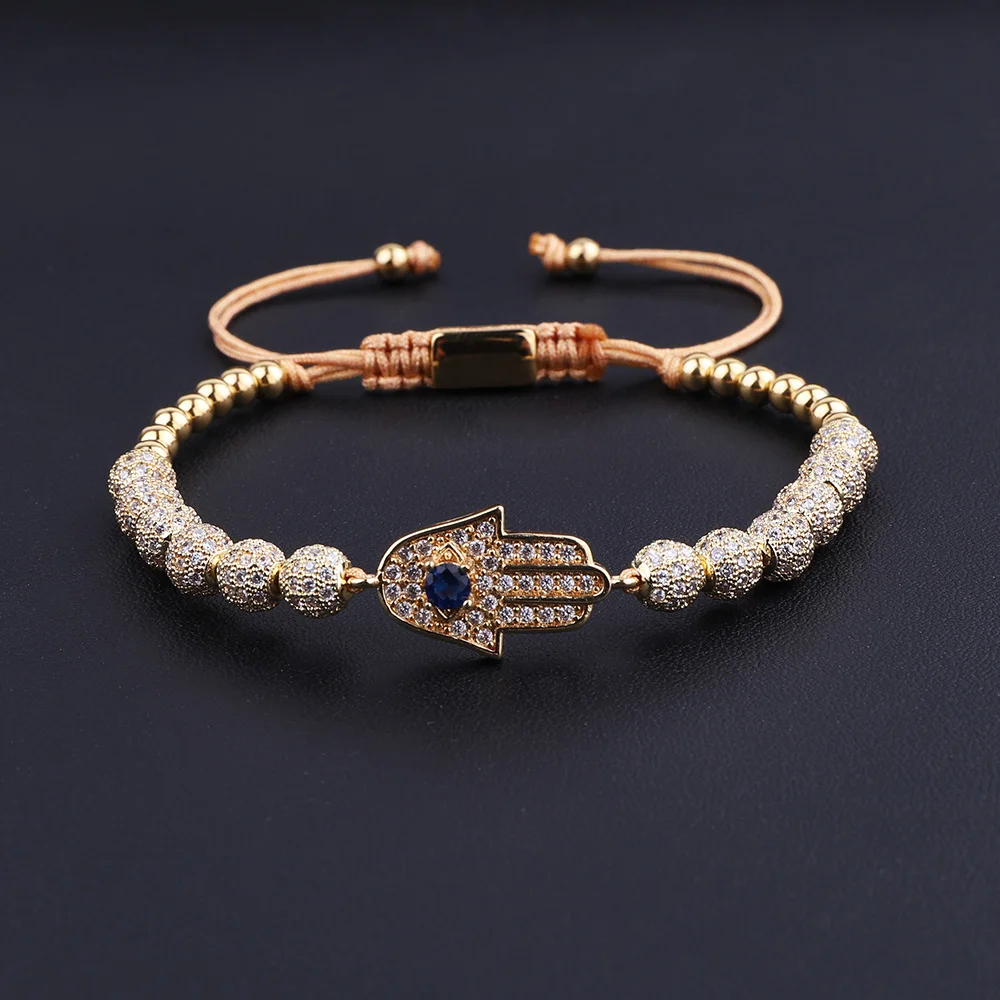 JARAVVI Fashion Luxury Elegant CZ Micro Pave Hand Charm Cute Design Beaded Adjustable Macrame Bracelets Women Men - Image 6