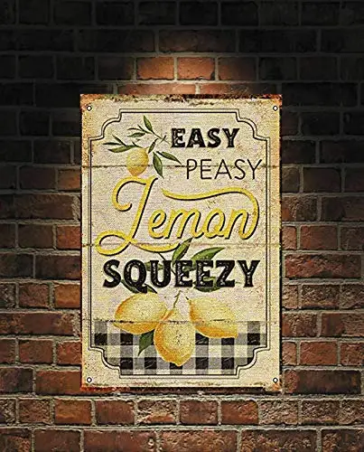 

Metal Tin Sign 8x12 Inch Easy Peasy Lemon Squeezy Vintage Retro Wall Decor Fruit Store Supermarket
