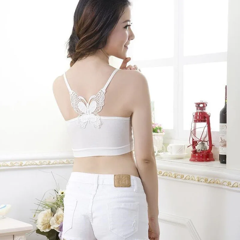 New Cute Butterfly Sexy Underwear Prevent Exposed Lace Wrapped Women Chest Black White Brassiere Bra for Girls Bandeau Tub