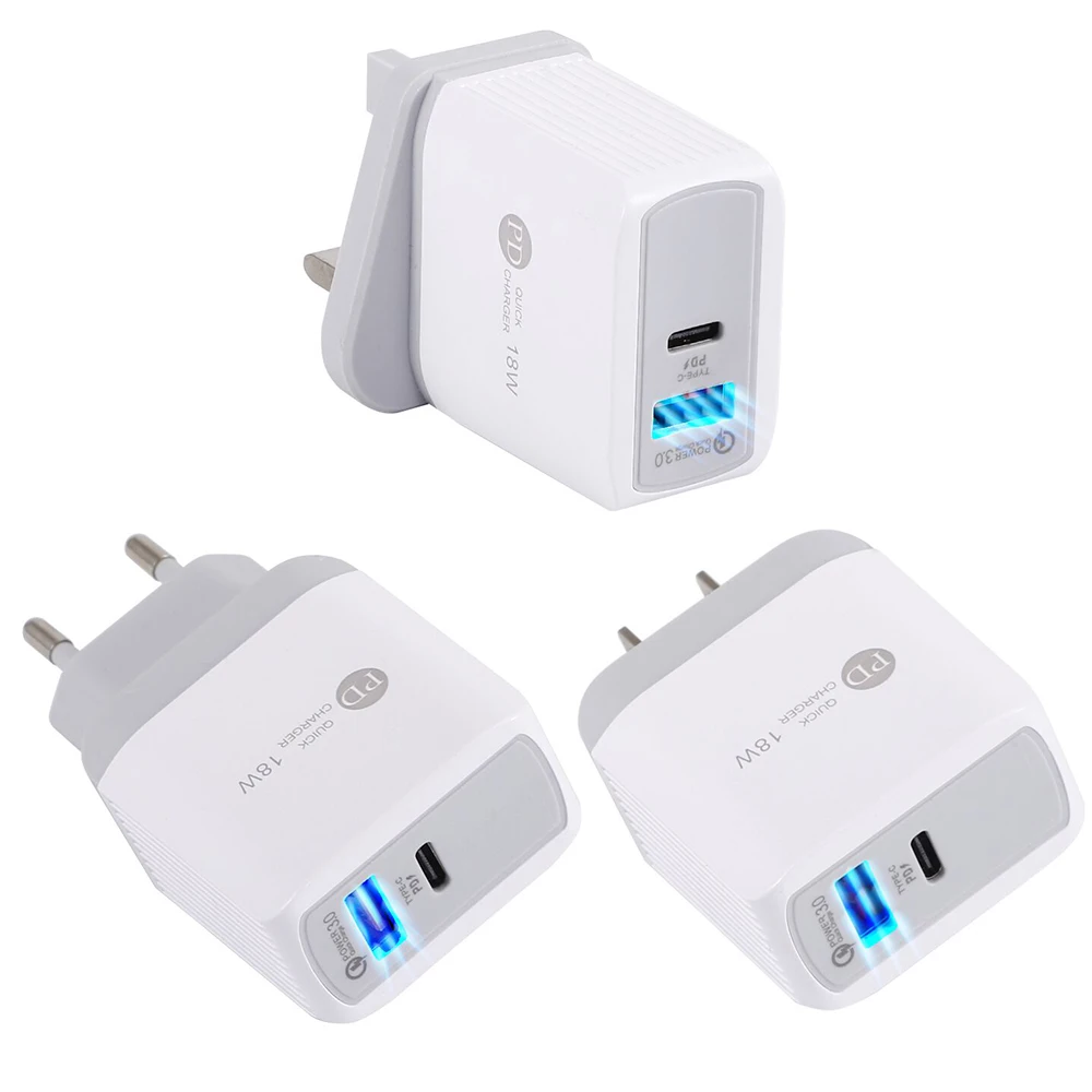 

EU/UK/US Plug 18W LED Wall Charger Fast Adapter Portable USB Fast Charger Dual Port Travel Charger For iPhone iPad HUAWEI D30