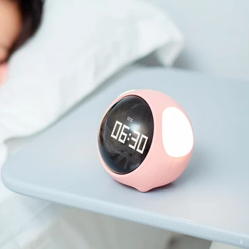 

HBK Pixel Alarm Clock Multifunctional Student Bedside Night Light Clock Electronic Snooze Children Alarm Clock