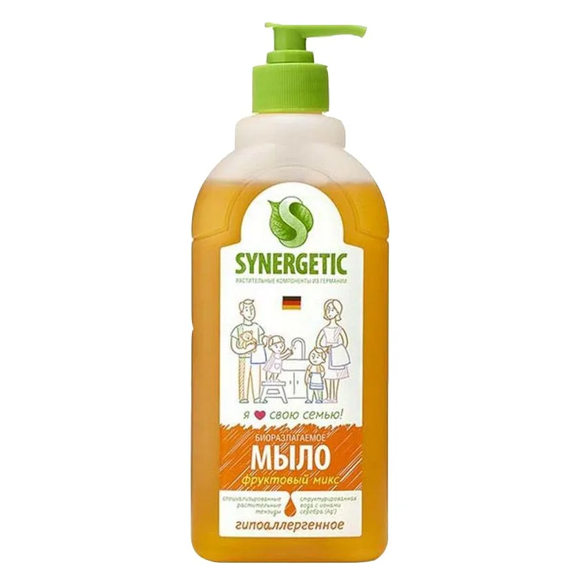 Жидкое мыло Synergetic &quotФруктовый микс&quot с дозатором 500 мл | Красота и здоровье