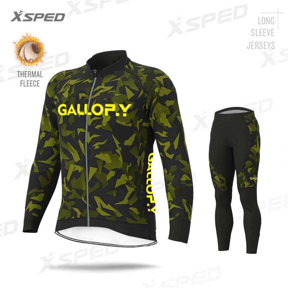 Normal Cycling Set Зимняя одежда для велоспорта, Aleing, длинный рукав, Джерси, камуфляж, термо флис, MTB велосипед, Униформа, Мужская одежда для шоссейного велосипеда, теплая, для улицы - Цвет: Normal Cycling Set