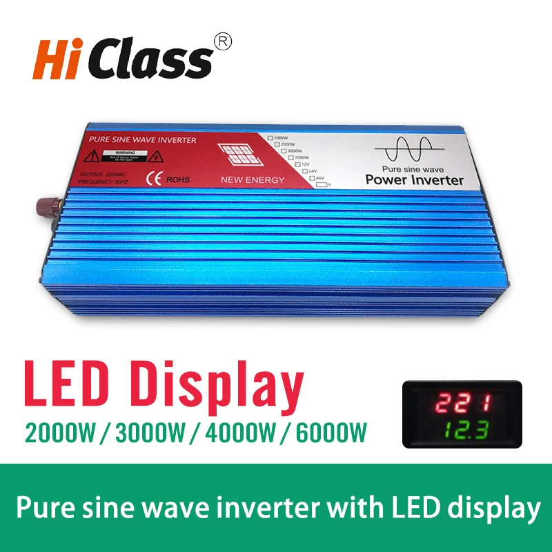 

12V/24V Car Power Inverter 2000W/3000W/4000W/6000W Converter Dc12v to Ac110V/220V pure wave Solar power inverter LCD Display