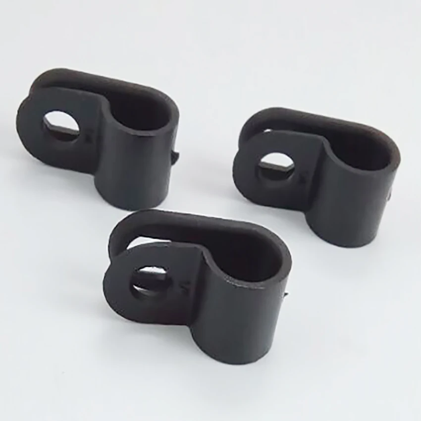 100Pcs/Bag 3.3 5.2 6.4 8.4 10.4 13.2 16 19 1/8 3/16 1/4 5/16 3/8 1/2R R-Type Nylon R Type Clamp Cable Clips Black