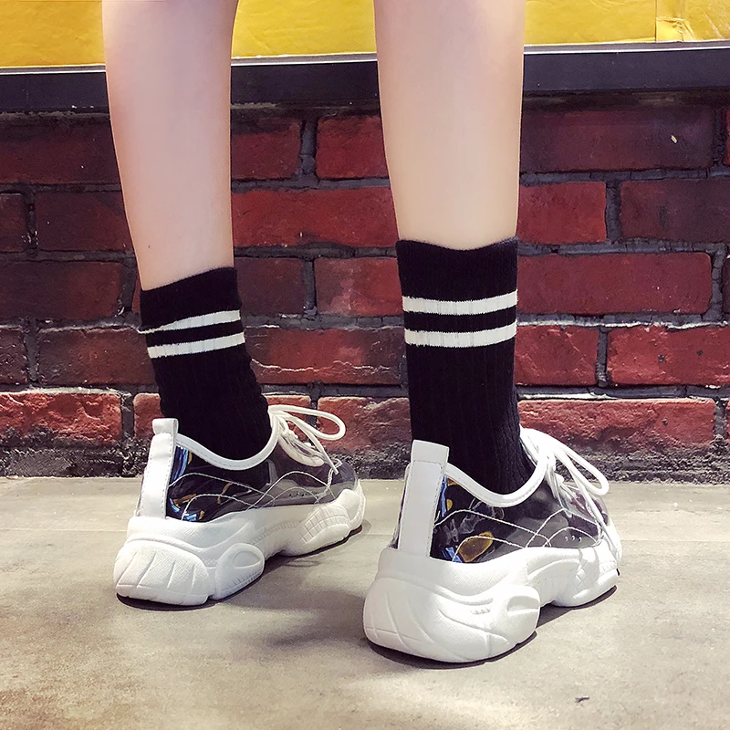 Прозрачные кроссовки с вулканизированной подошвой женские круглые резиновые