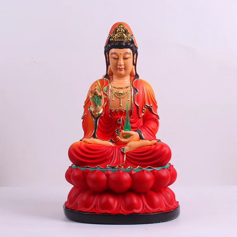 

Фигурка Будды Guanyin, 12, 16, 18 дюймов, окрашенная красная смола, бытовое украшение Гуаньинь, Avalokitesvara