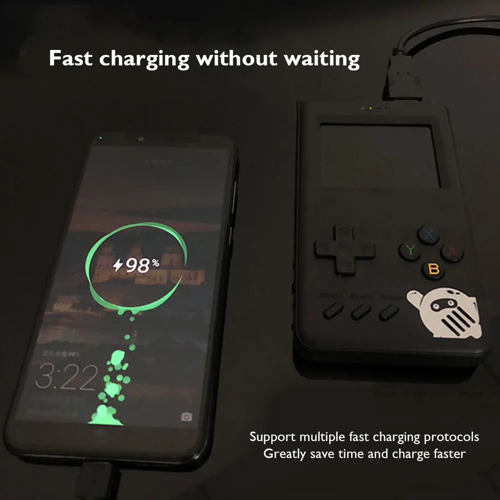 Powkiddy Pocket Game Console Mini Retro Handheld 10000Mah 8-Bit Nostalgic Fc Power Bank Built-In 500 Game Tv Video Players