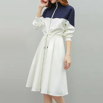 

Elegant Winter Spring Dress Nice Pop Office Dresses For Women Decorative Sashes O-neck Patchwork Plus Size Vogue Vestidos#J31