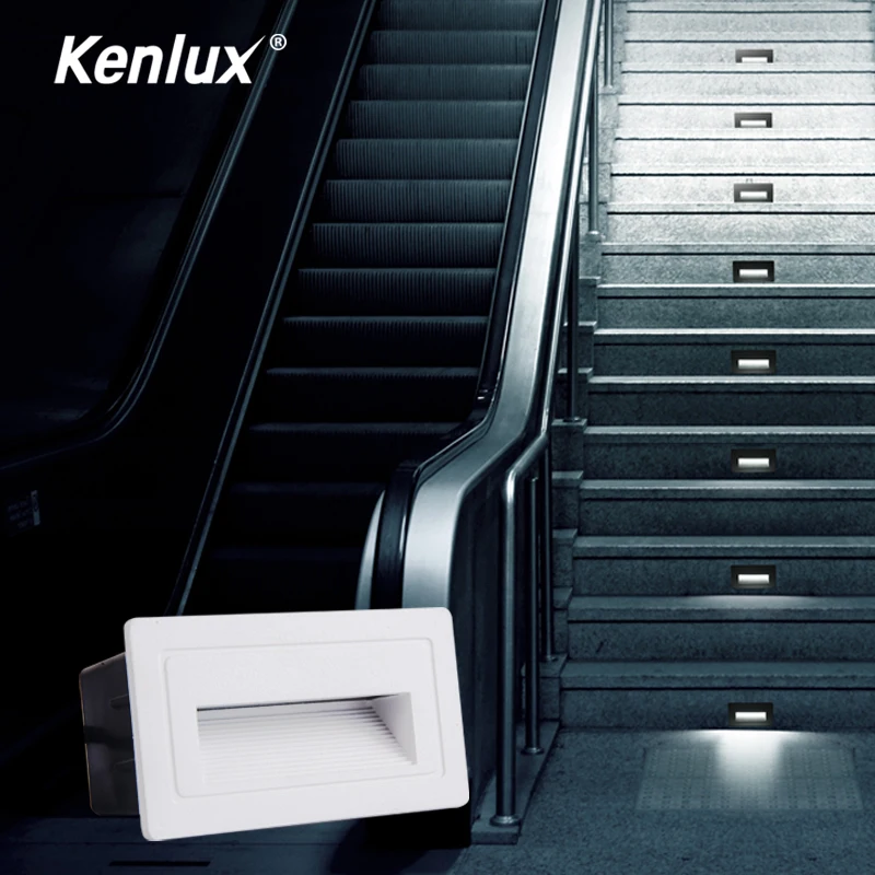Kenlux светодиодный лестничный светильник, настенный светильник 3 Вт SMD 105*60 мм, AC85-265V, алюминиевый, для улицы, в помещении, водонепроницаемый, встраиваемый светильник, светильник для ночного крыльца s