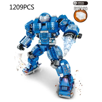 

IronMan mk38 Battle armour building block avenger Mark38 IGOR Tony Stark figures assemble model brick toy with light collection