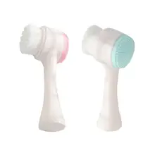 2 шт длинные Ручные щетки для очищения лица удаление черных точек Мягкие кисти инструменты для ухода за кожей лица(розовый и синий