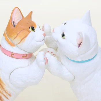 

10CM Yamaguchi Animal Figure White Yellow Cat PVC Action Figure Joint movable Short-legged cat Collection Model Toys Gift