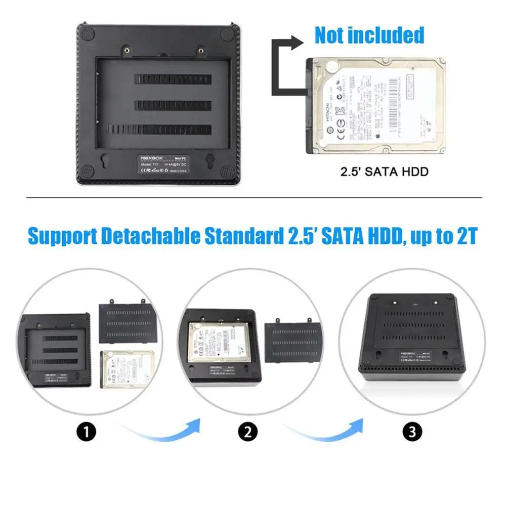 Новый T11 Мини хост 4G + 64GG двухчастотный 2 & 5 8G четырехъядерный WIFI 4 мини ПК