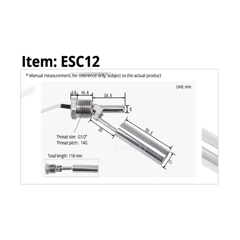 ESC12 G1/2 ''высокая термостойкость нержавеющая сталь небольшой Поплавковый переключатель боковое количество