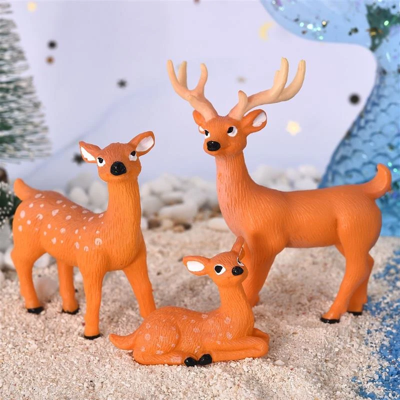 3pcs/Set Cartoon Animal Sika Deer Figurine Home Decor Miniature Fairy  Garden Decoration Resin Christmas Gift|Figurines & Miniatures| - AliExpress