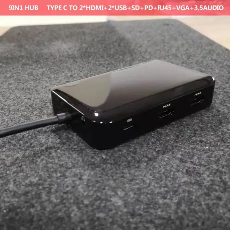 Usb type-C концентратор 9 в 1 адаптер PD USB HDMI VGA RJ45 3,5 мм карта памяти конвертер подходит для huawei matebook samsung S8