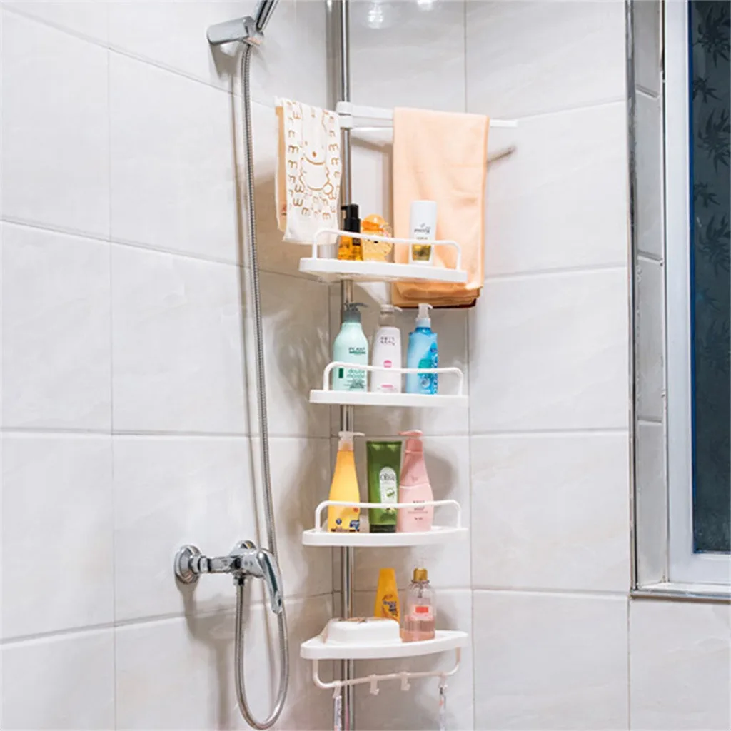 Nova 4 Tier Adjustable Bathroom Corner Shower Shower Organiser Shelf Caddy White