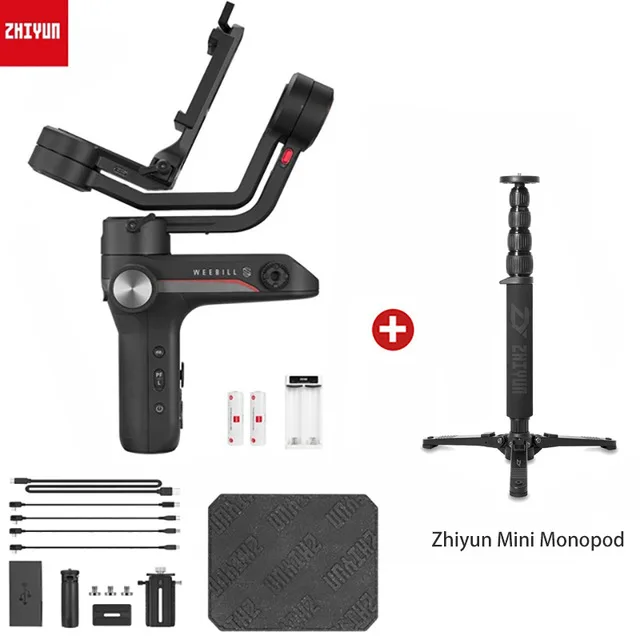 add mini monopod Zhiyun WEEBILL S 3-осевой стабилизатор для sony Panasonic GH5s беззеркальных Камера портативный монопод с шарнирным замком с фокусом Управление pk DJI Ronin sc - Цвет: add mini monopod