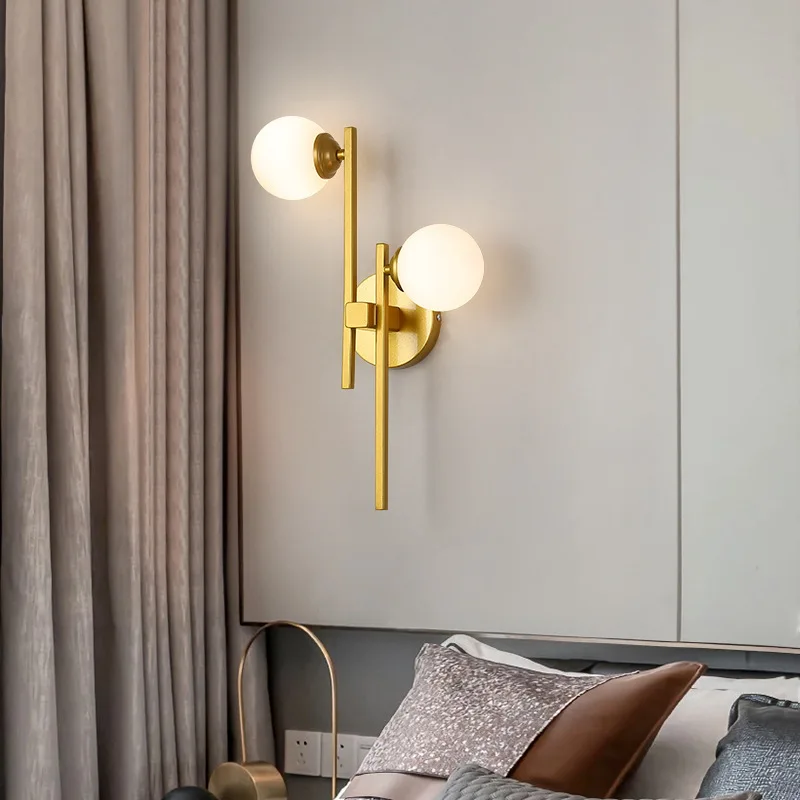 

Nordic modern gold bedside LED wall light lamp sconces bedroom metal novelty vanity lighting fixtures corridor living room